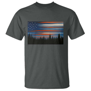Forest Tree Wildlife Nature Outdoor American USA Flag T Shirt