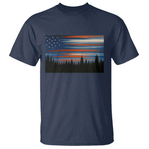 Forest Tree Wildlife Nature Outdoor American USA Flag T Shirt