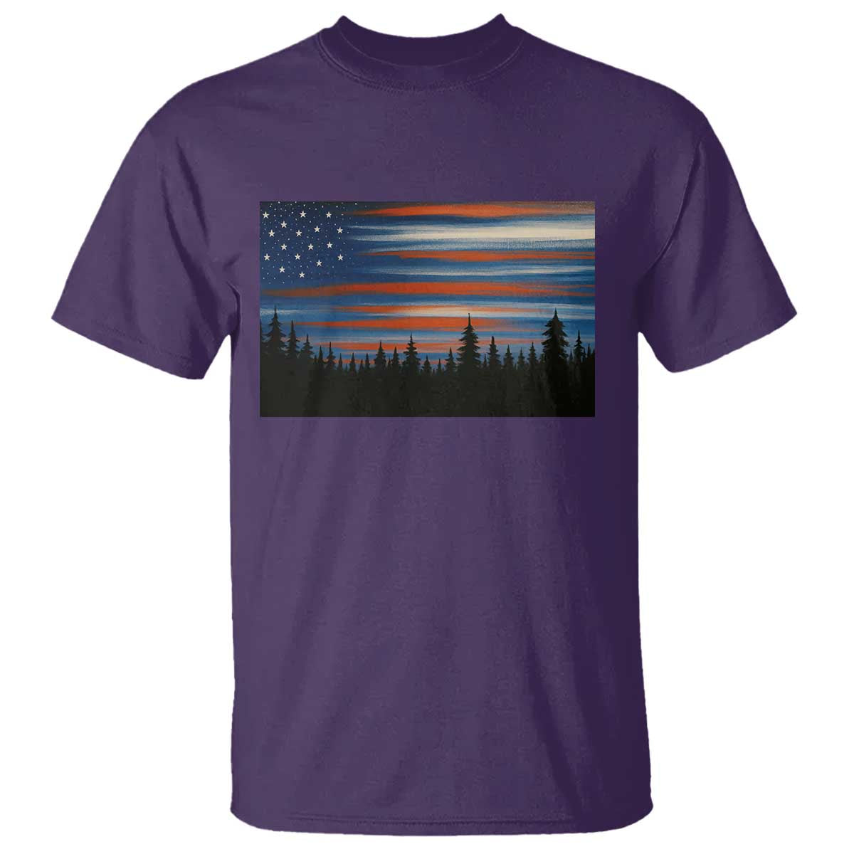 Forest Tree Wildlife Nature Outdoor American USA Flag T Shirt