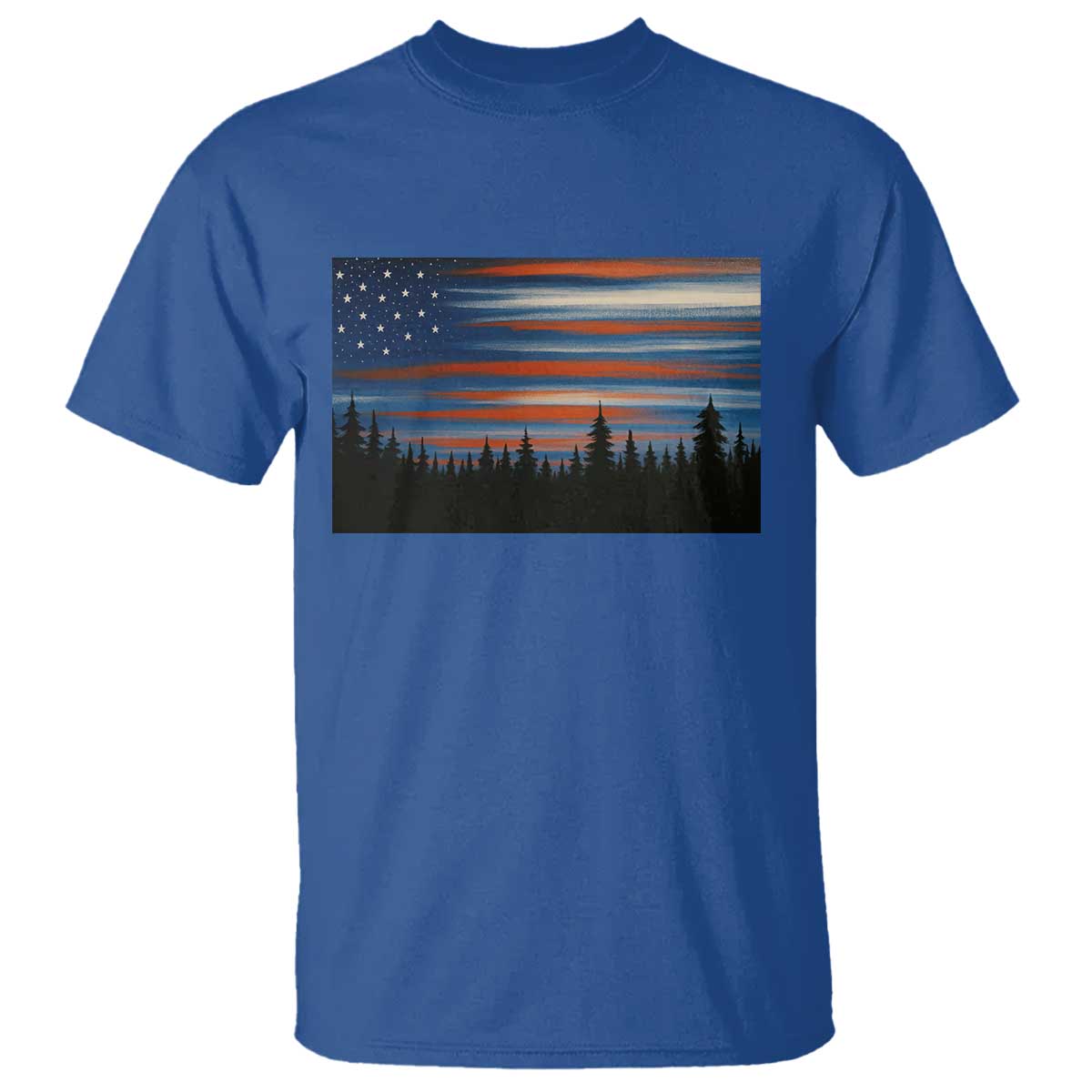 Forest Tree Wildlife Nature Outdoor American USA Flag T Shirt
