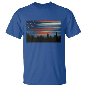 Forest Tree Wildlife Nature Outdoor American USA Flag T Shirt
