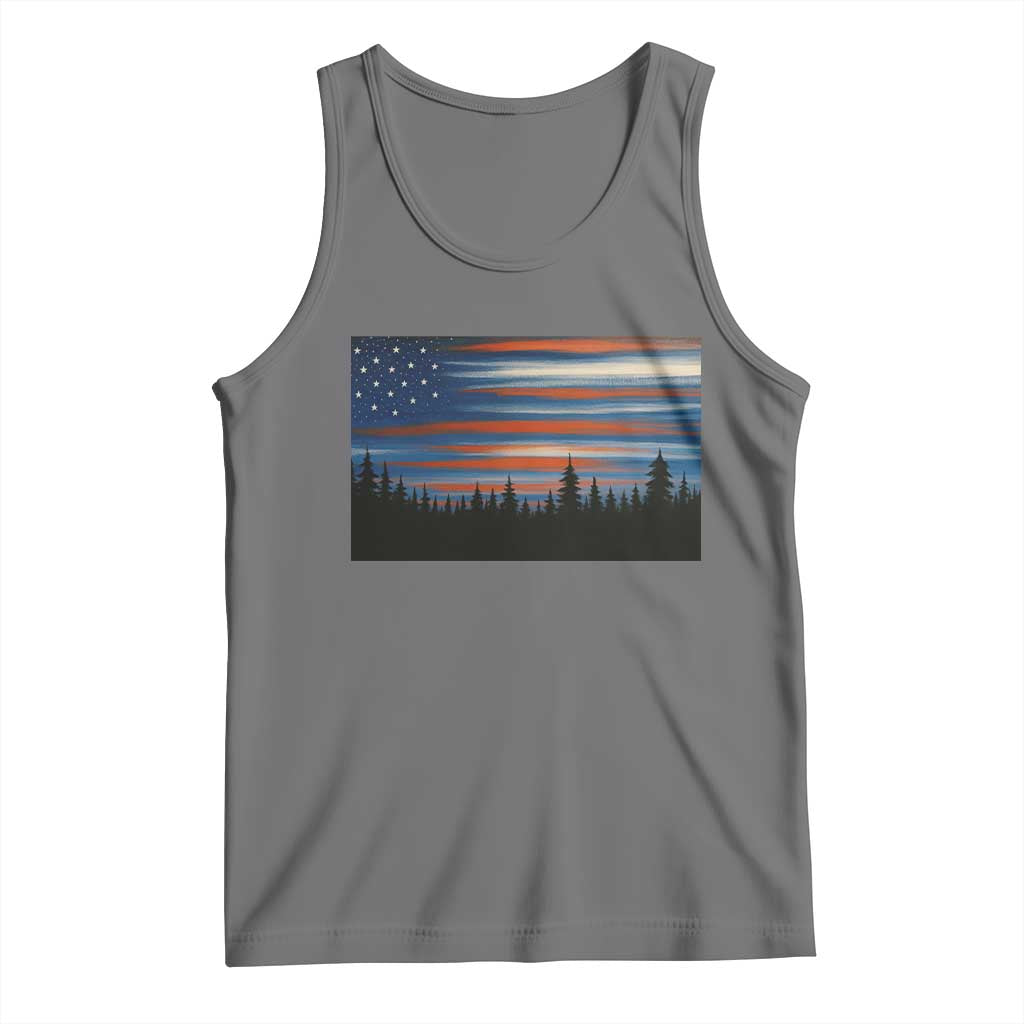 Forest Tree Wildlife Nature Outdoor American USA Flag Tank Top