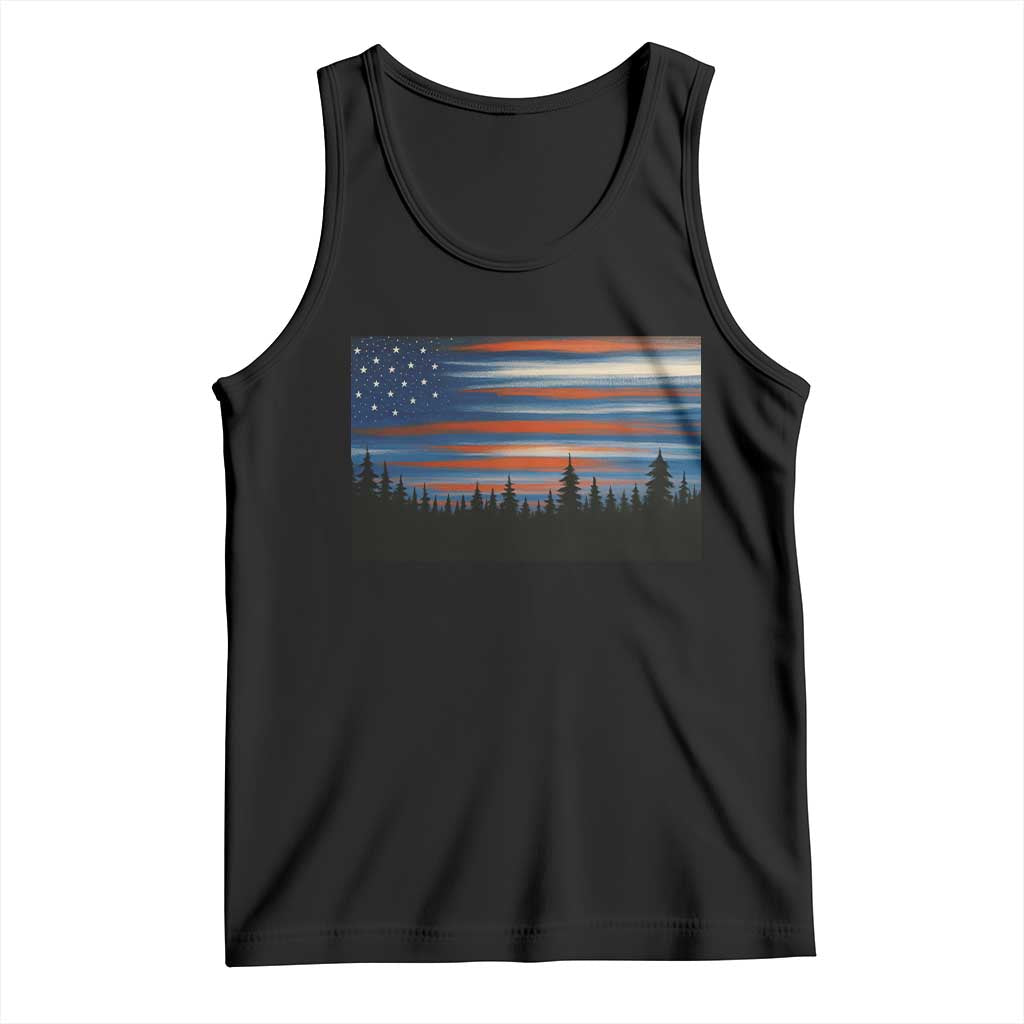 Forest Tree Wildlife Nature Outdoor American USA Flag Tank Top