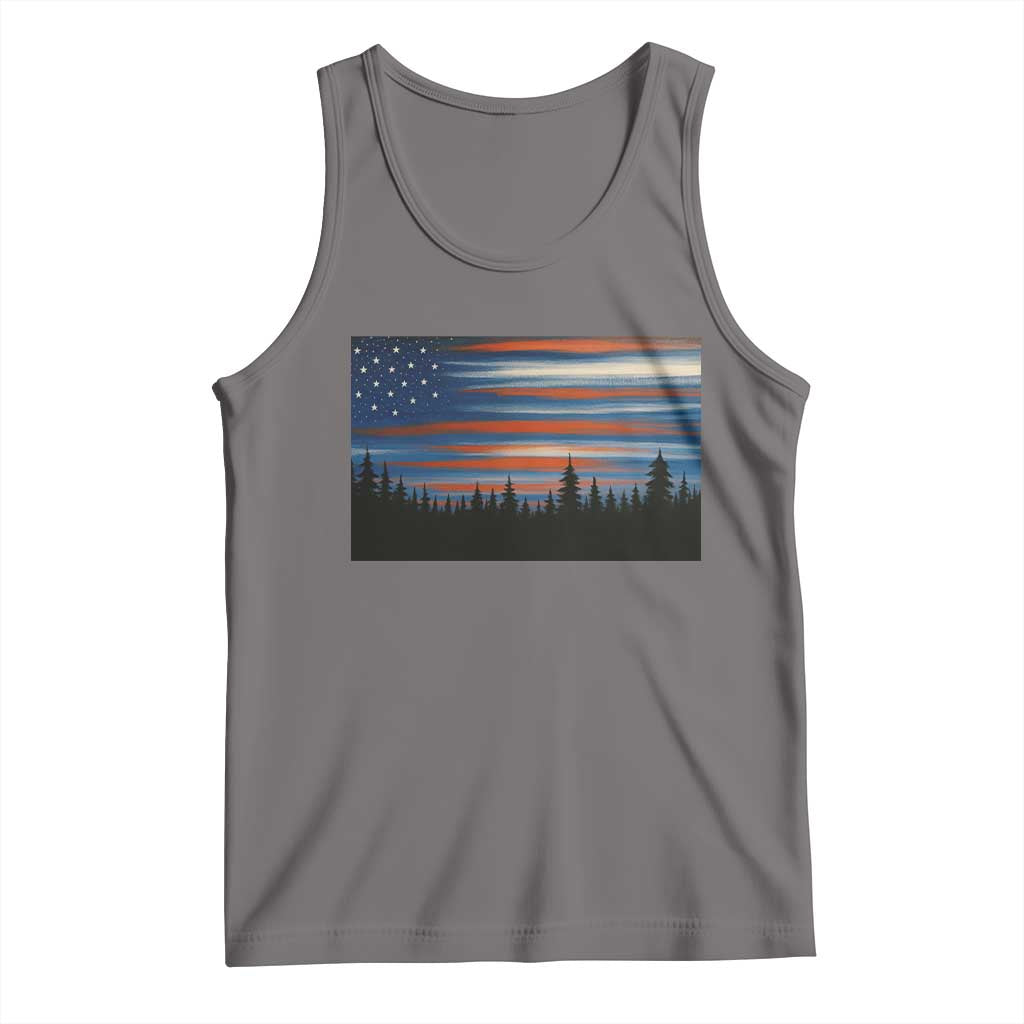 Forest Tree Wildlife Nature Outdoor American USA Flag Tank Top