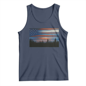 Forest Tree Wildlife Nature Outdoor American USA Flag Tank Top