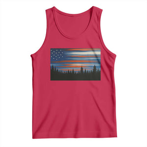 Forest Tree Wildlife Nature Outdoor American USA Flag Tank Top