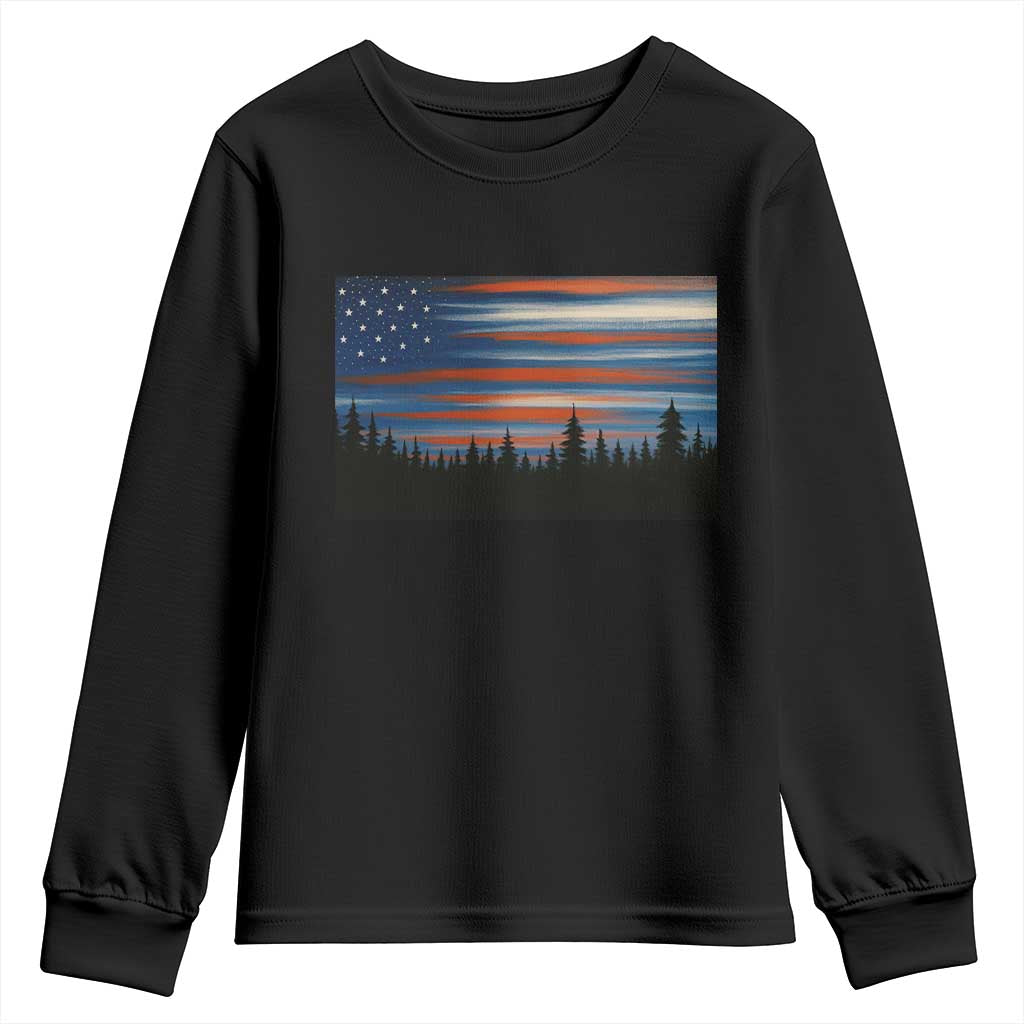 Forest Tree Wildlife Nature Outdoor American USA Flag Youth Sweatshirt