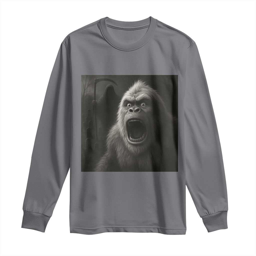 Funny Bigfoot Sasquatch Halloween The Grim Reaper Long Sleeve Shirt TS11 Charcoal Print Your Wear