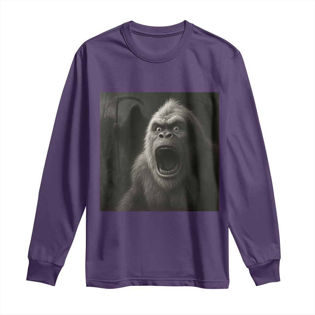 Funny Bigfoot Sasquatch Halloween The Grim Reaper Long Sleeve Shirt TS11 Purple Print Your Wear