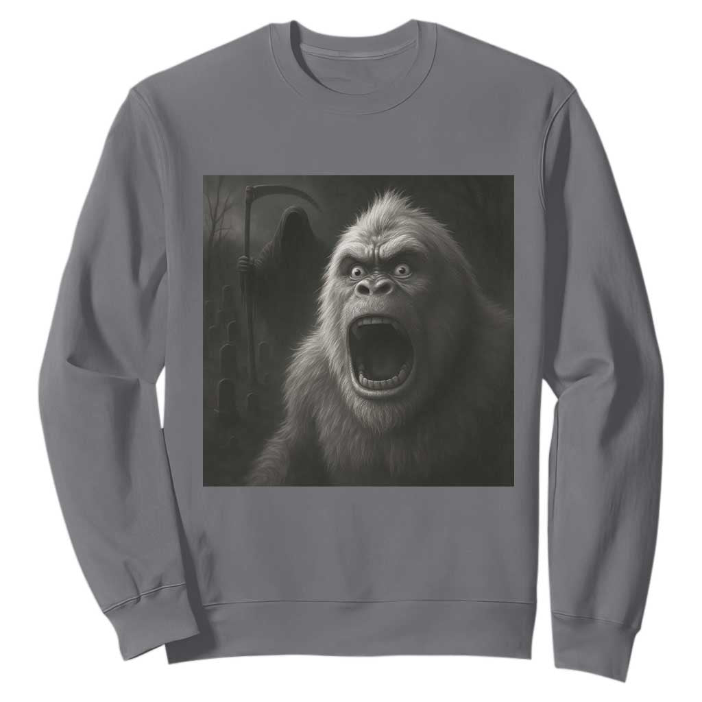 Funny Bigfoot Sasquatch Halloween The Grim Reaper Sweatshirt TS11 Charcoal Print Your Wear