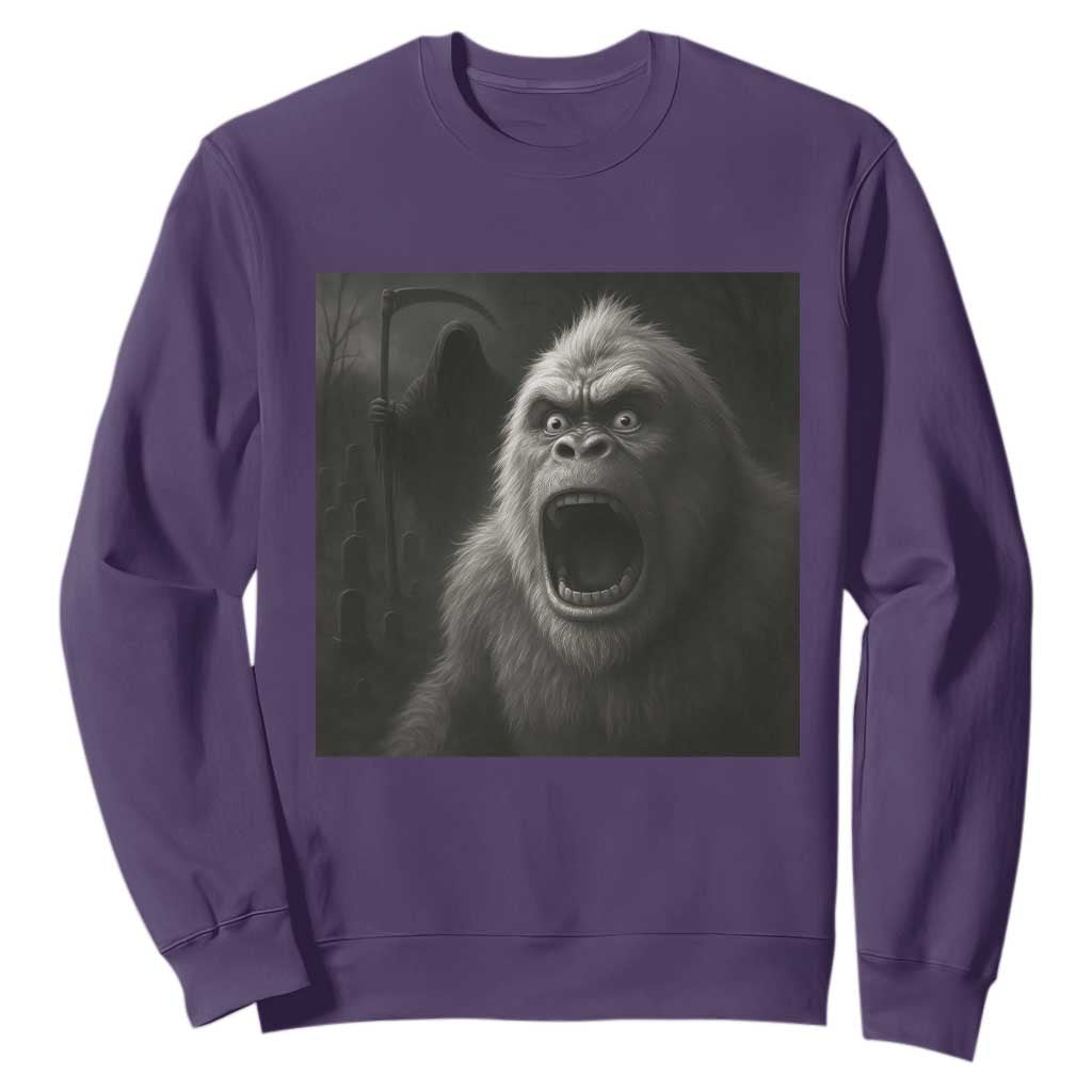 Funny Bigfoot Sasquatch Halloween The Grim Reaper Sweatshirt TS11 Purple Print Your Wear