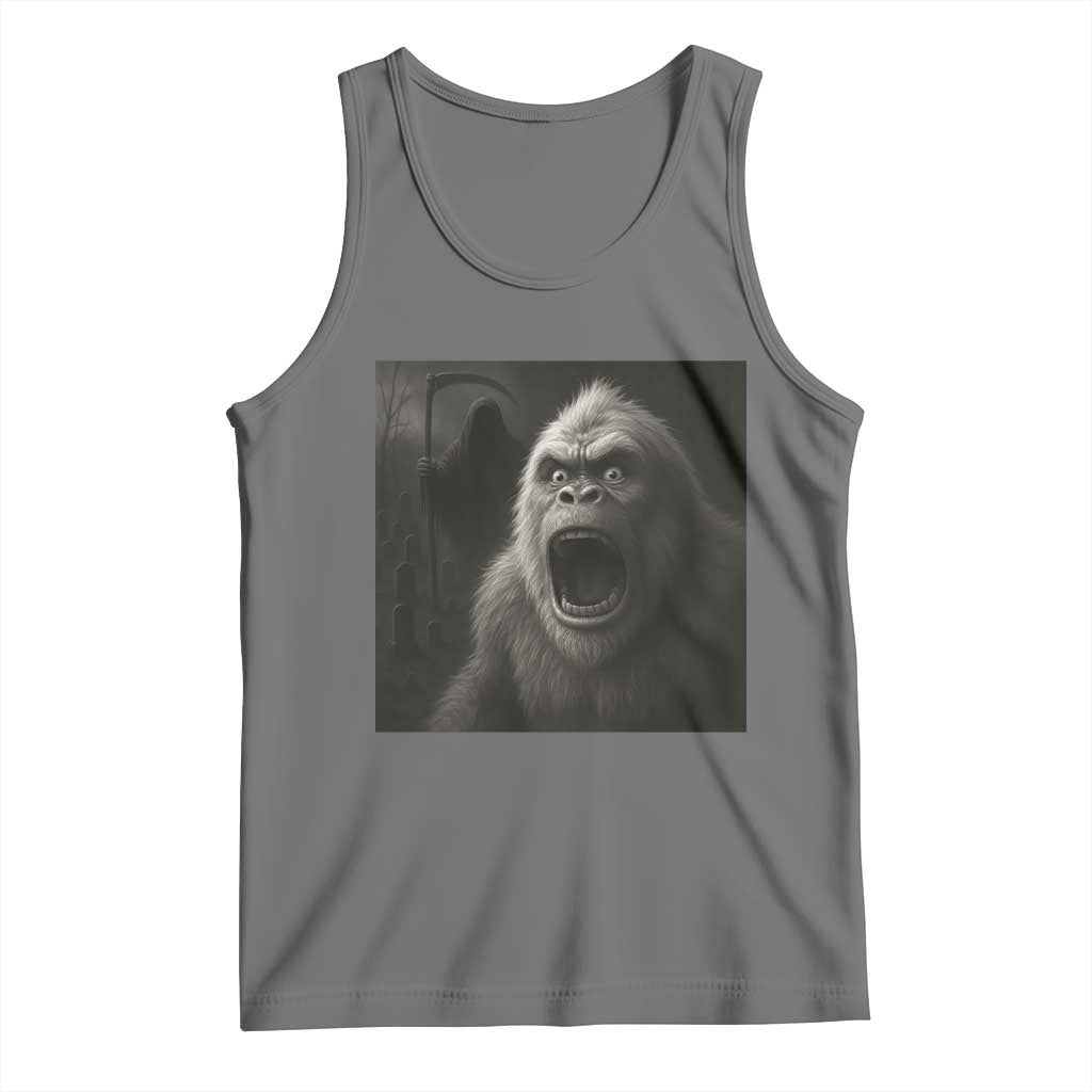 Funny Bigfoot Sasquatch Halloween The Grim Reaper Tank Top TS11 Black Heather Print Your Wear