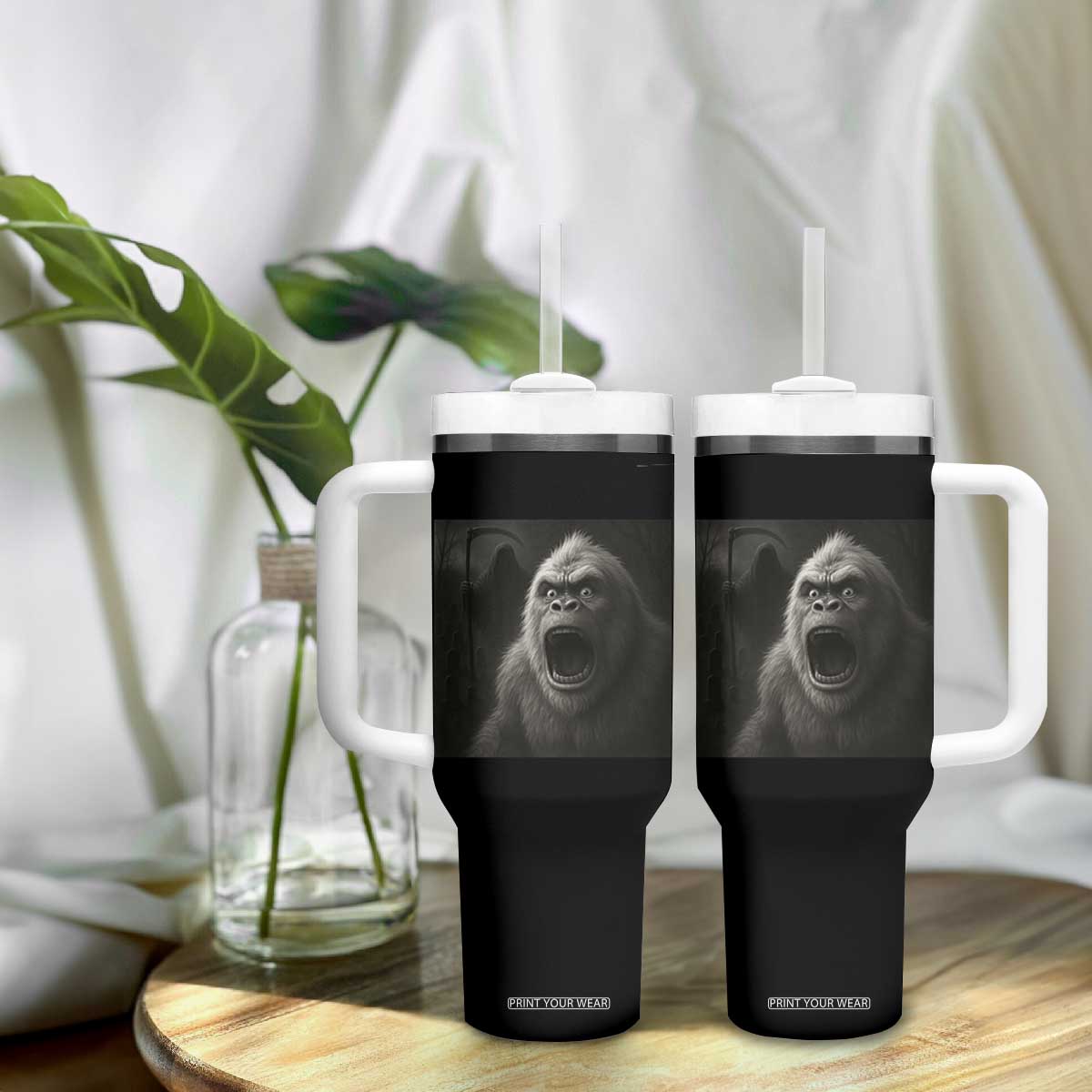 Funny Bigfoot Sasquatch Halloween The Grim Reaper Tumbler With Handle TS11 Print Your Wear