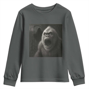Funny Bigfoot Sasquatch Halloween The Grim Reaper Youth Sweatshirt TS11 Dark Heather Print Your Wear