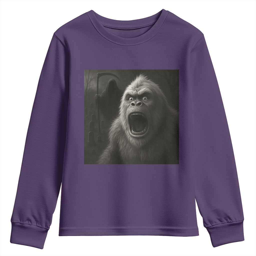 Funny Bigfoot Sasquatch Halloween The Grim Reaper Youth Sweatshirt TS11 Purple Print Your Wear