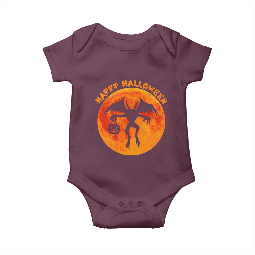 Funny Halloween Mothman Cryptid Creatures Baby Onesie TS11 Maroon Print Your Wear