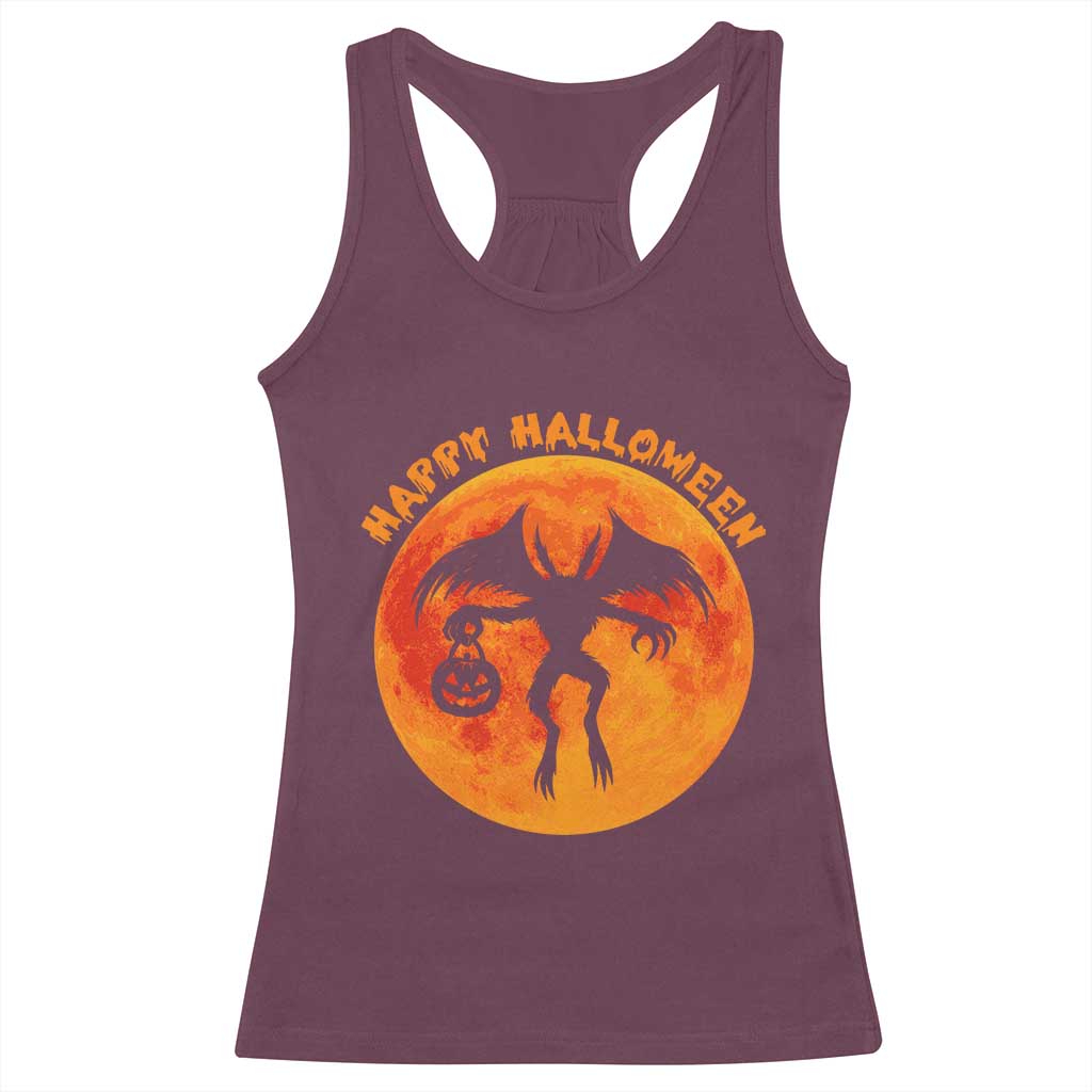 Funny Halloween Mothman Cryptid Creatures Racerback Tank Top TS11 Maroon Print Your Wear