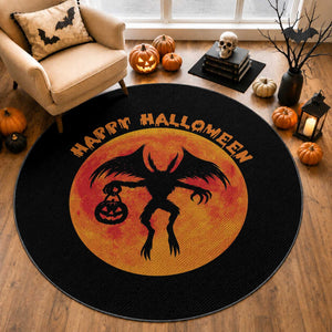 Funny Halloween Mothman Cryptid Creatures Round Rug