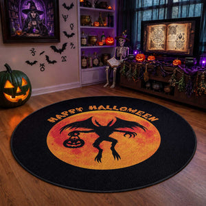 Funny Halloween Mothman Cryptid Creatures Round Rug