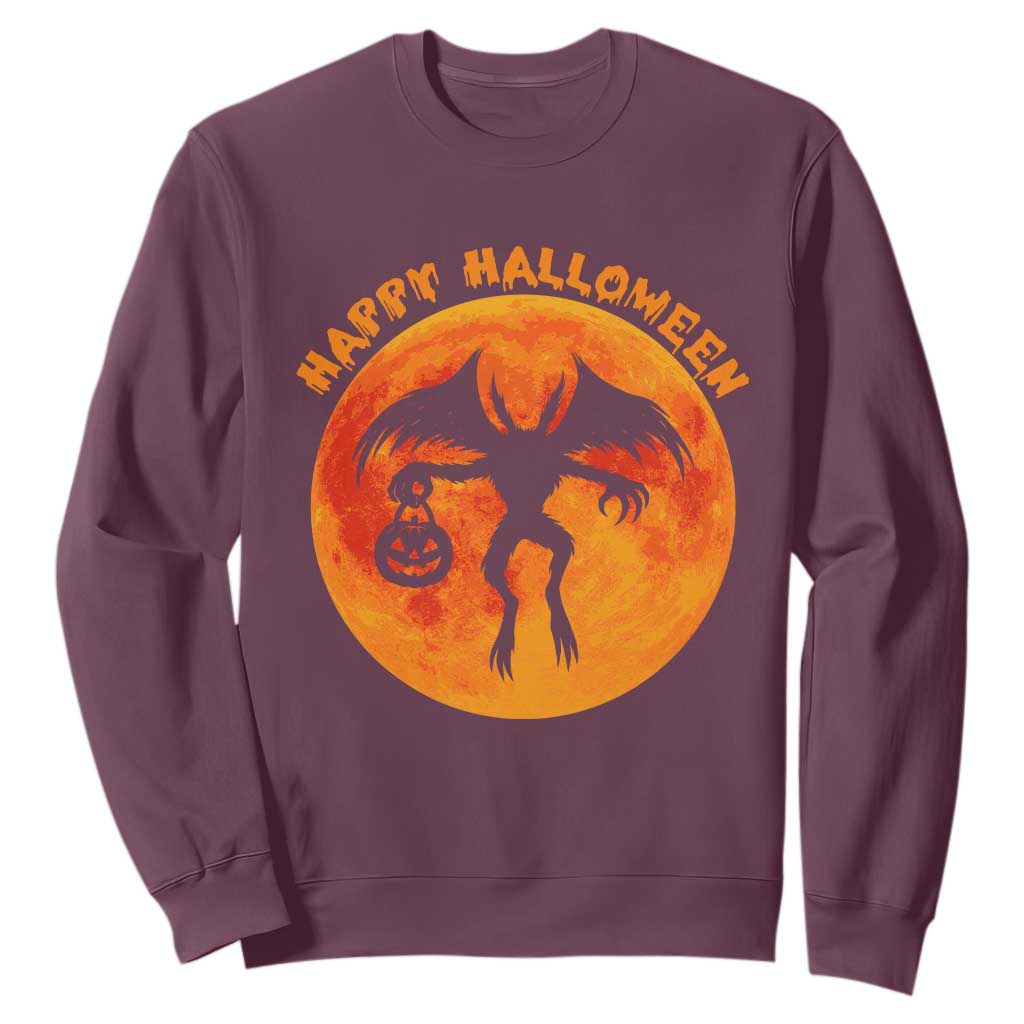 Funny Halloween Mothman Cryptid Creatures Sweatshirt TS11 Maroon Print Your Wear