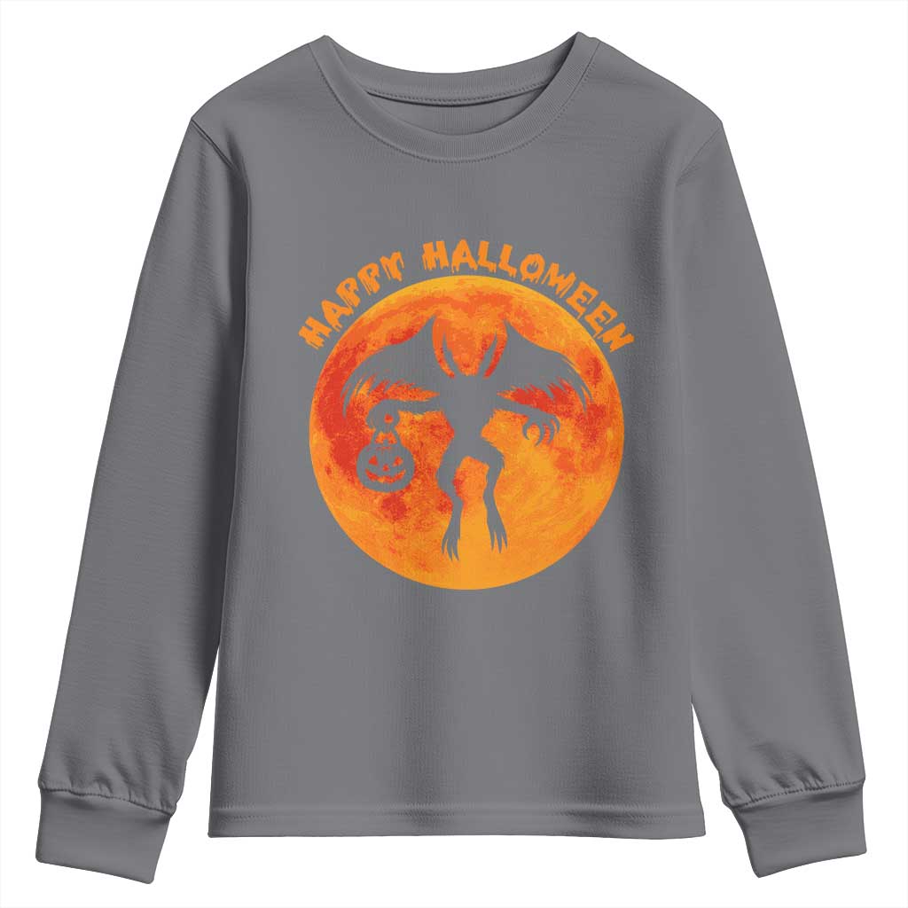 Funny Halloween Mothman Cryptid Creatures Youth Sweatshirt TS11 Charcoal Print Your Wear