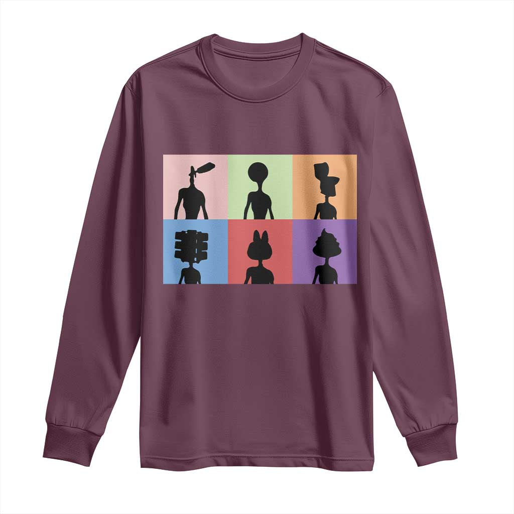 Funny Siren Head Long Sleeve Shirt Supernatural Cryptid Horror Monster TS11 Maroon Print Your Wear