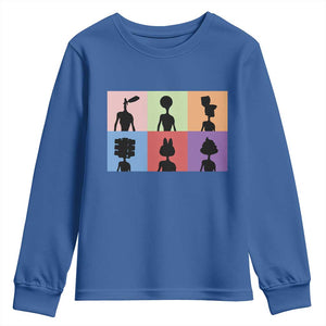 Funny Siren Head Youth Sweatshirt Supernatural Cryptid Horror Monster TS11 Royal Blue Print Your Wear