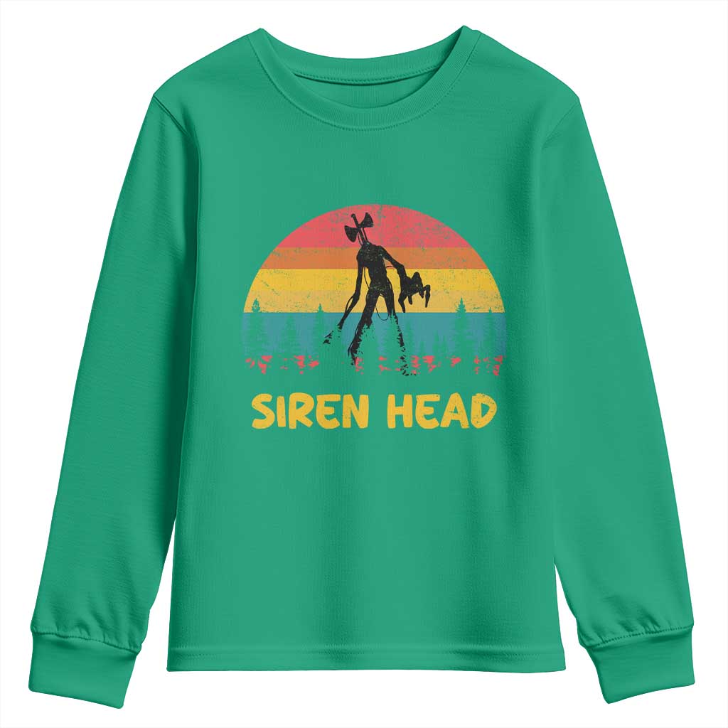 Siren Head Youth Sweatshirt Retro Supernatural Cryptid Horror Monster TS11 Irish Green Print Your Wear