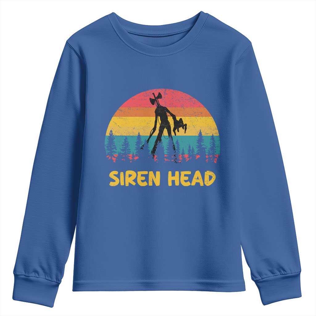 Siren Head Youth Sweatshirt Retro Supernatural Cryptid Horror Monster TS11 Royal Blue Print Your Wear