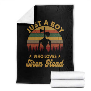 Funny Just A Boy Who Loves Siren Head Throw Blanket Supernatural Cryptid Retro Monster TS11 Black Print Your Wear