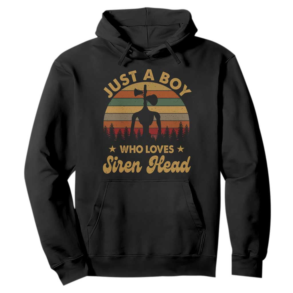 Funny Just A Boy Who Loves Siren Head Hoodie Supernatural Cryptid Retro Monster TS11 Black Print Your Wear