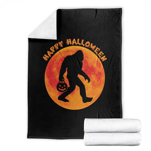 Funny Halloween Bigfoot Throw Blanket Sasquatch Full Moon Jack O Lantern TS11 Black Print Your Wear
