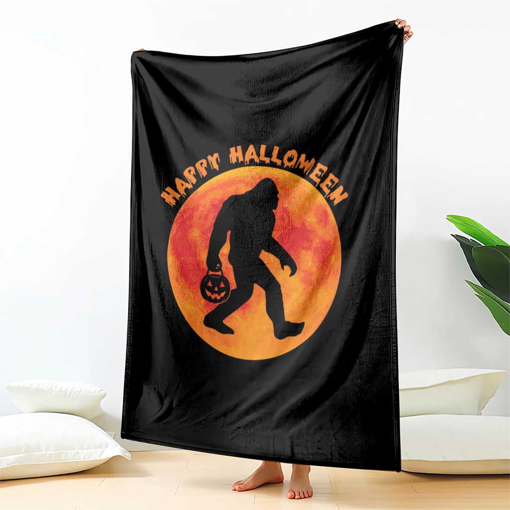 Funny Halloween Bigfoot Throw Blanket Sasquatch Full Moon Jack O Lantern TS11 Print Your Wear