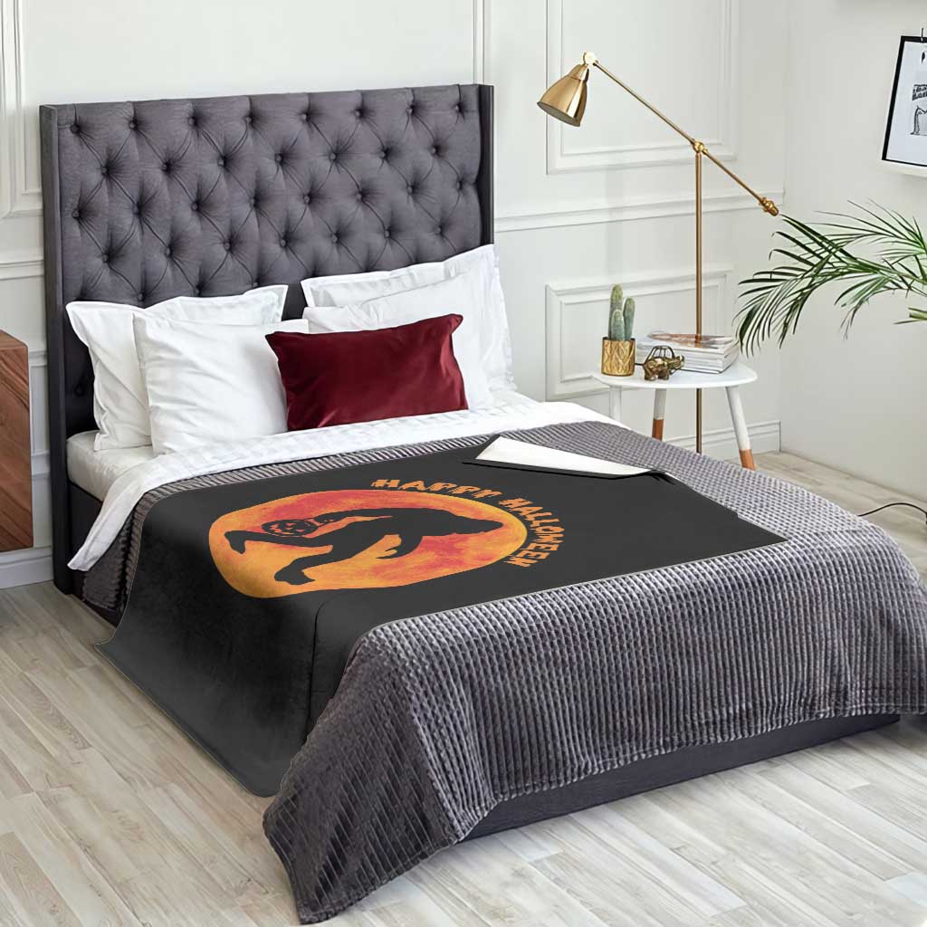 Funny Halloween Bigfoot Throw Blanket Sasquatch Full Moon Jack O Lantern TS11 Print Your Wear