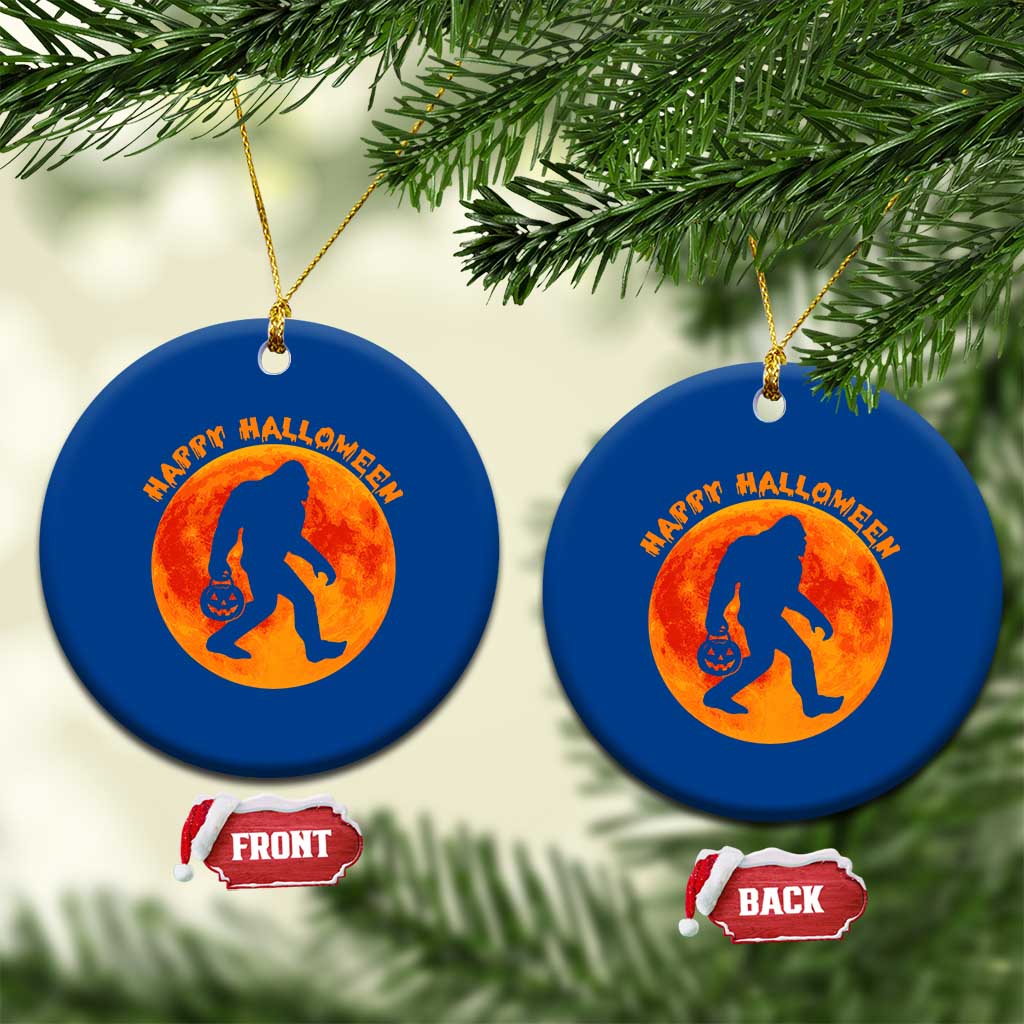 Funny Halloween Bigfoot Ceramic Ornament Sasquatch Full Moon Jack O Lantern TS11 1pc Blue Print Your Wear