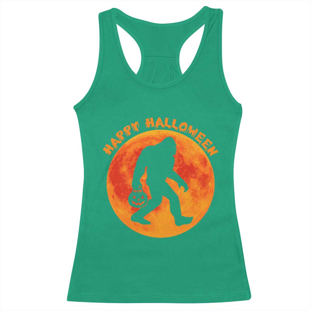 Funny Halloween Bigfoot Racerback Tank Top Sasquatch Full Moon Jack O Lantern TS11 Irish Green Print Your Wear
