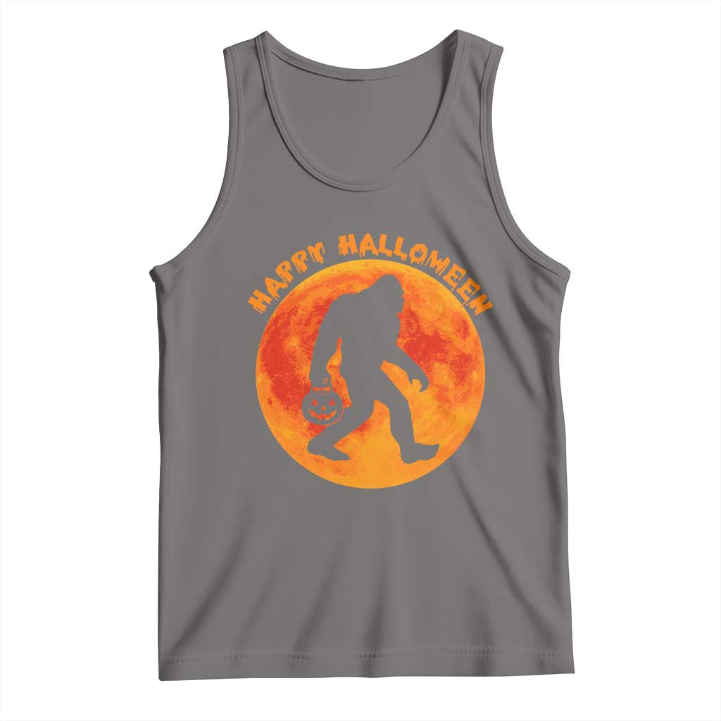 Funny Halloween Bigfoot Tank Top Sasquatch Full Moon Jack O Lantern TS11 Deep Heather Print Your Wear