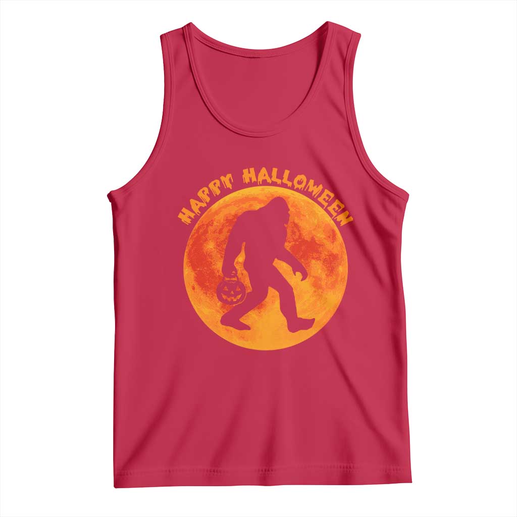 Funny Halloween Bigfoot Tank Top Sasquatch Full Moon Jack O Lantern TS11 Red Print Your Wear