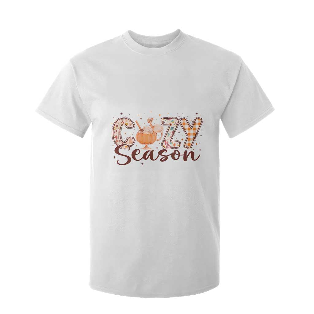 Cozy Season Thanksgiving T Shirt For Kid Autumn Pumpkin Spice Latte TS11 White Print Your Wear