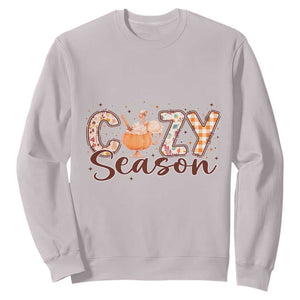 Cozy Season Thanksgiving Sweatshirt Autumn Pumpkin Spice Latte TS11 Ice Gray Print Your Wear