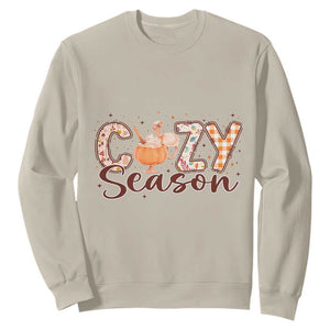 Cozy Season Thanksgiving Sweatshirt Autumn Pumpkin Spice Latte TS11 Sand Print Your Wear