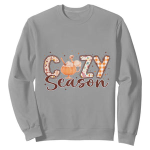 Cozy Season Thanksgiving Sweatshirt Autumn Pumpkin Spice Latte TS11 Sport Gray Print Your Wear