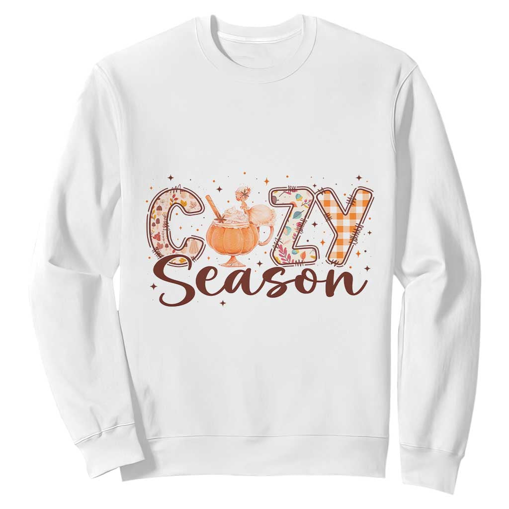 Cozy Season Thanksgiving Sweatshirt Autumn Pumpkin Spice Latte TS11 White Print Your Wear