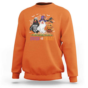 Funny Halloween Sweatshirt Chick Or Treat Chicken Farm Witches Skeleton TS11 Orange Print Your Wear