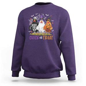 Funny Halloween Sweatshirt Chick Or Treat Chicken Farm Witches Skeleton TS11 Purple Print Your Wear