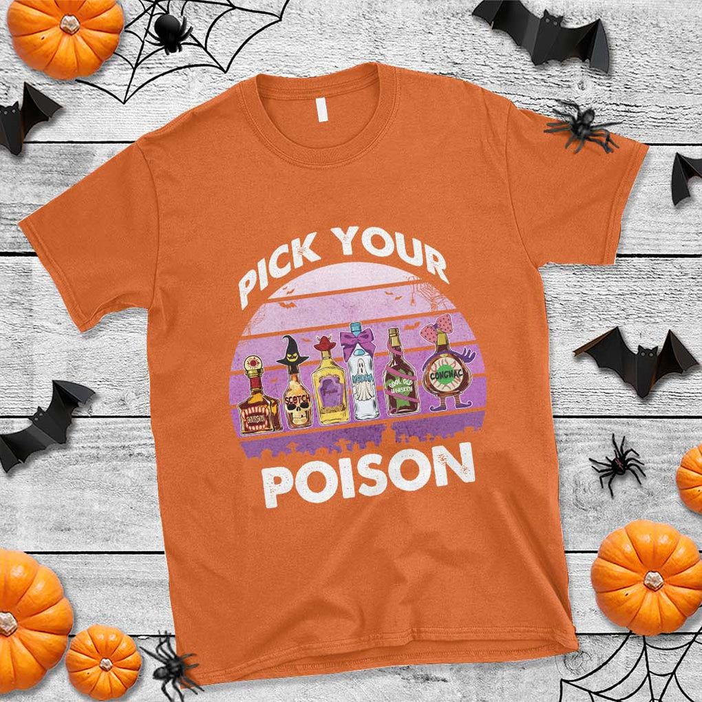 Funny Halloween T Shirt Pick Your Poison Wine Bottles Witch TS11 Orange Print Your Wear