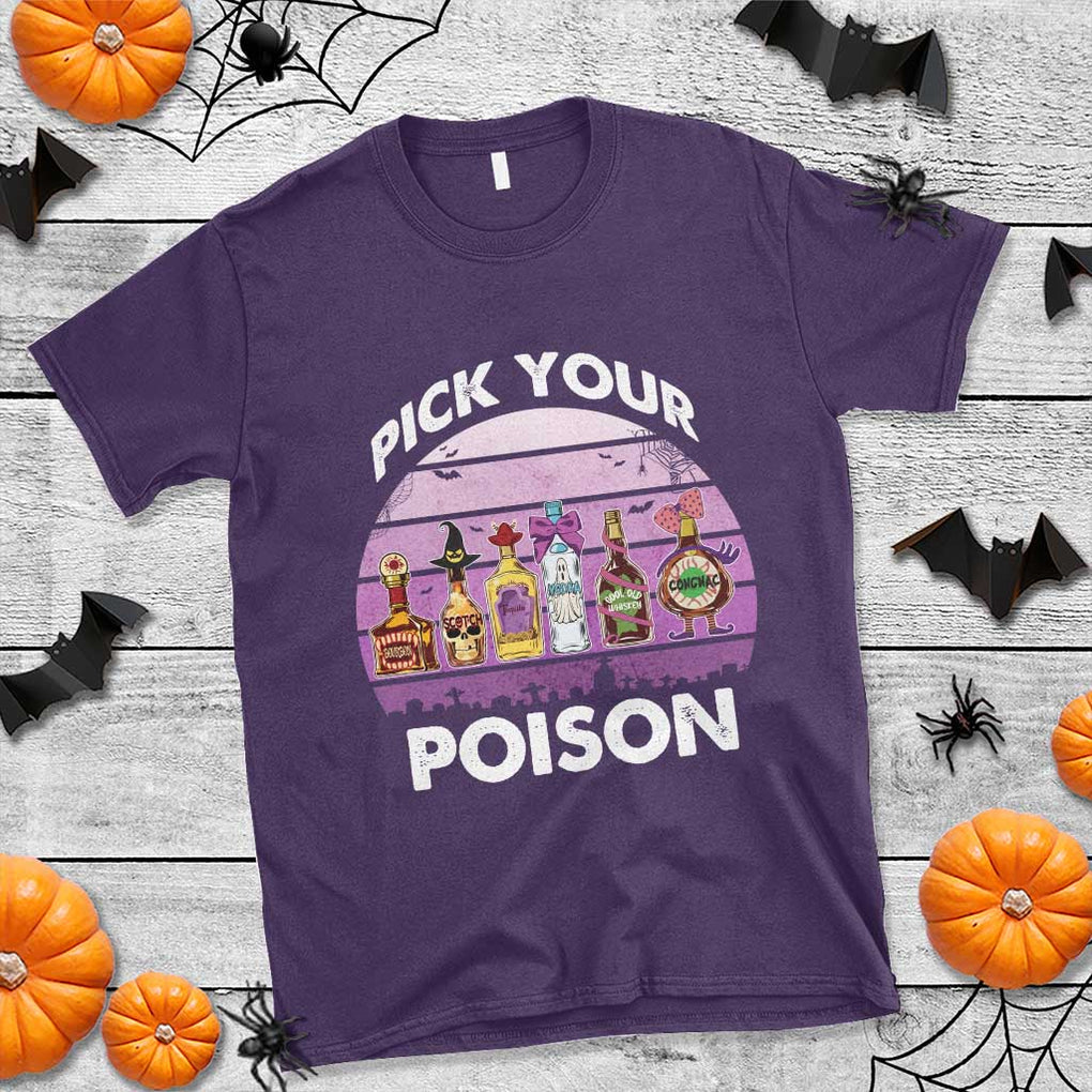Funny Halloween T Shirt Pick Your Poison Wine Bottles Witch TS11 Purple Print Your Wear