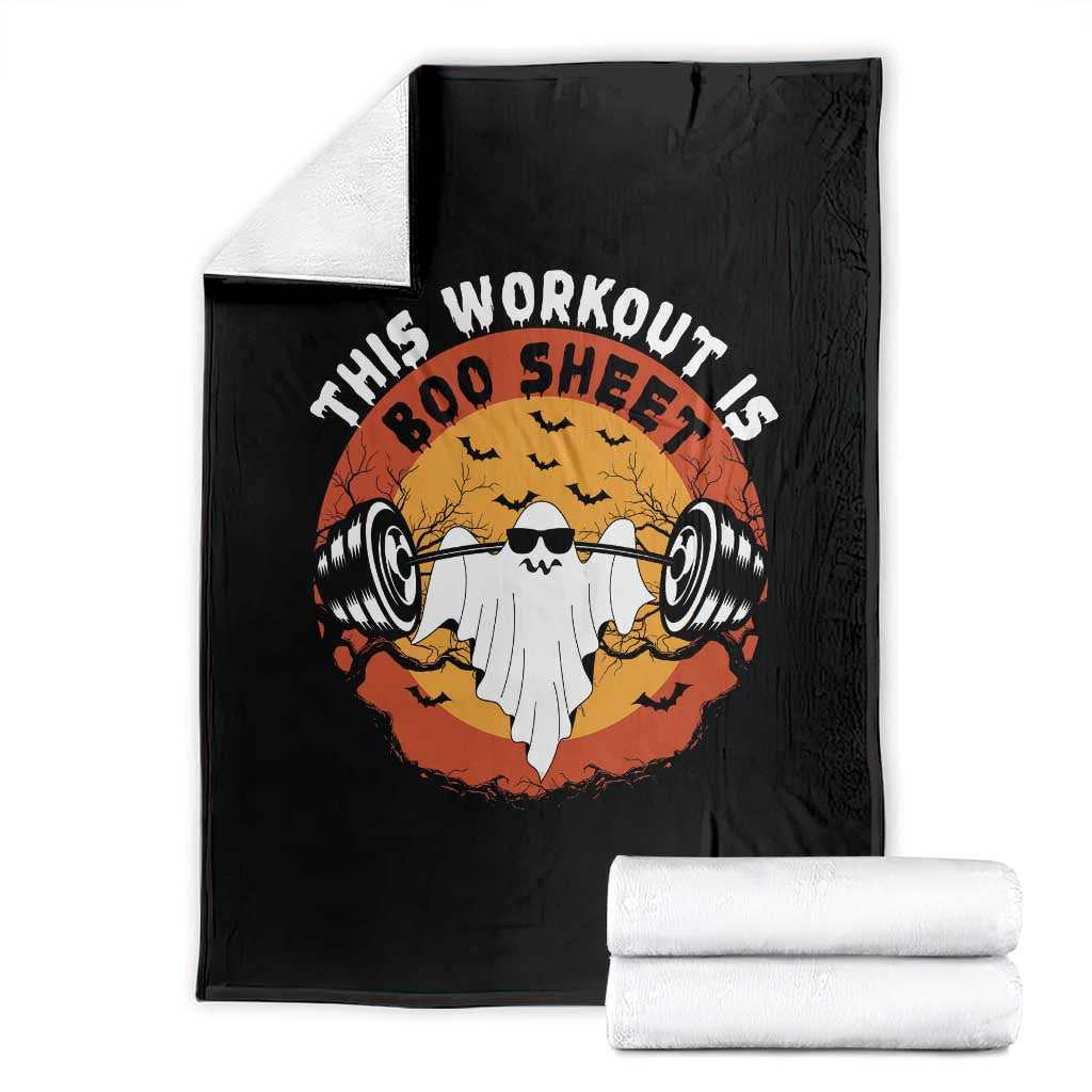 Funny Halloween Gym Fitness Throw Blanket This Workout Is Boo Sheet Ghost Humor