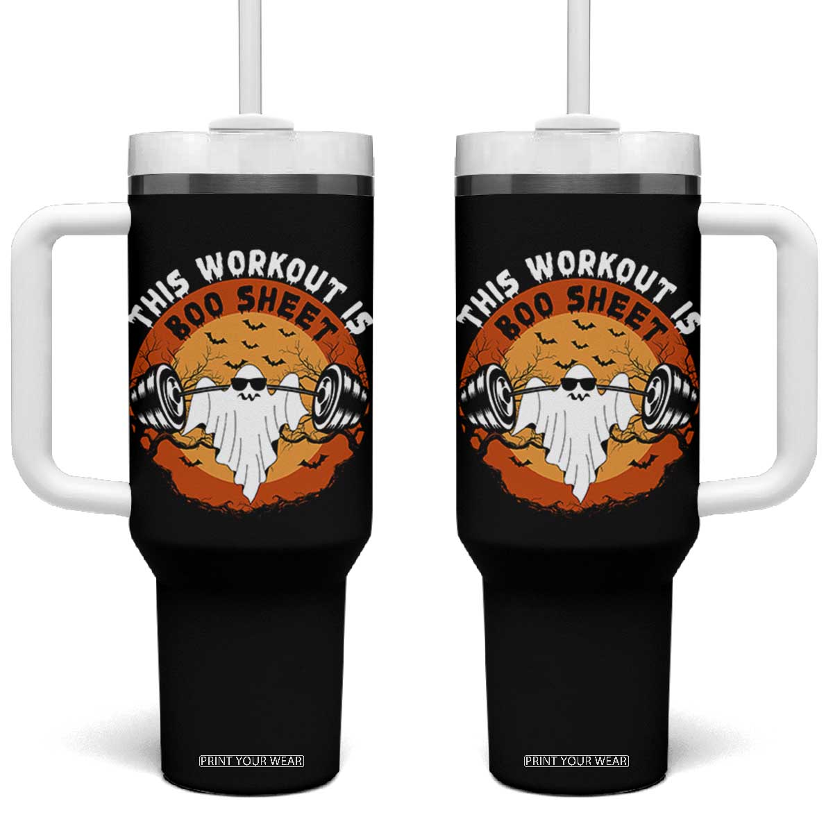 Funny Halloween Gym Fitness Tumbler With Handle This Workout Is Boo Sheet Ghost Humor
