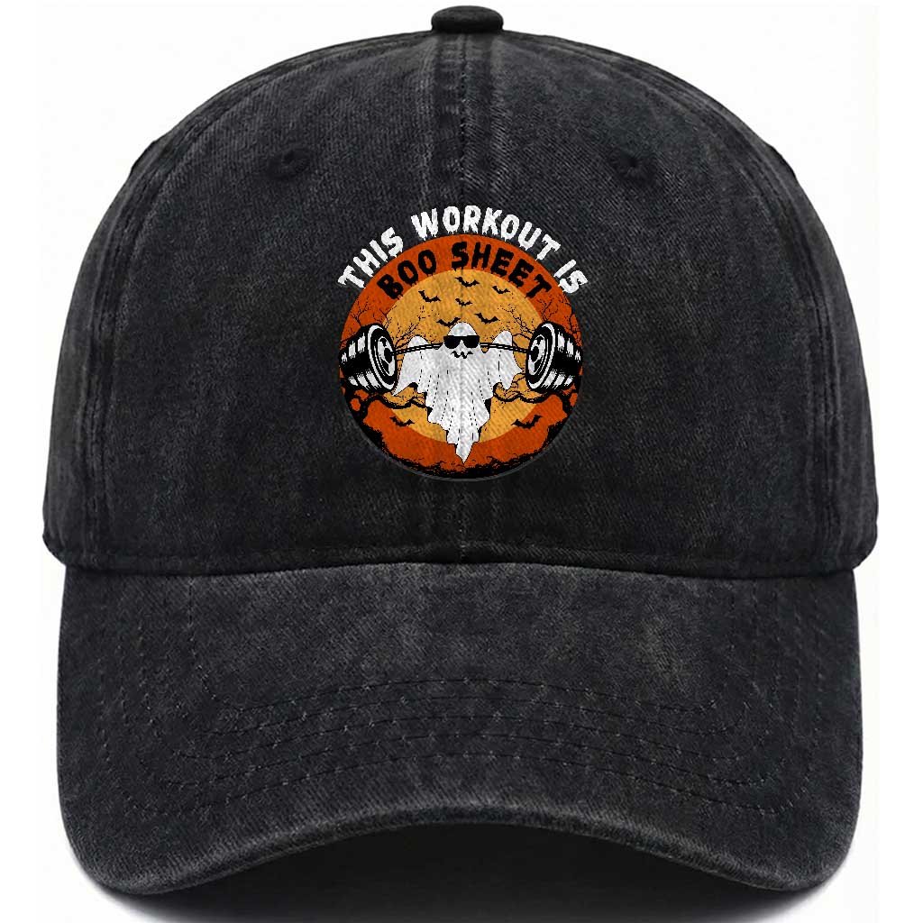 Funny Halloween Gym Fitness Washed Cotton Baseball Cap This Workout Is Boo Sheet Ghost Humor